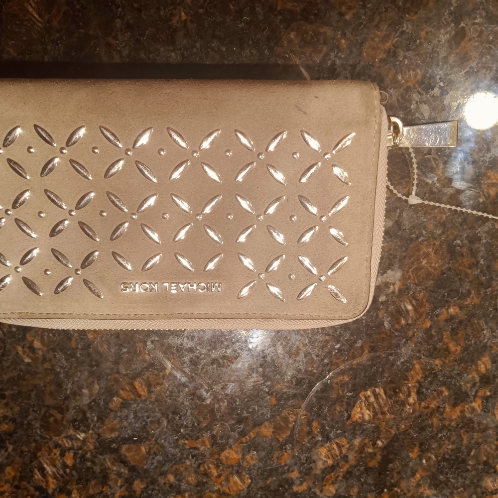 Michael Kors Beige Wallet with Silver Details